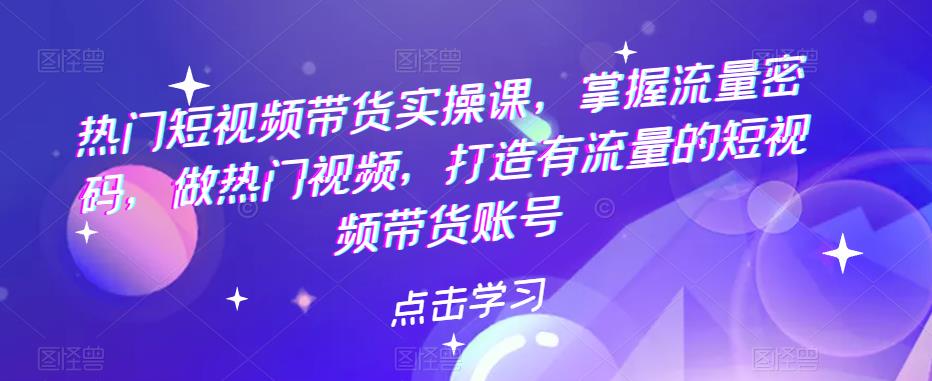 热门短视频带货实操课，掌握流量密码，做热门视频，打造有流量的短视频带货账号-千寻创业网
