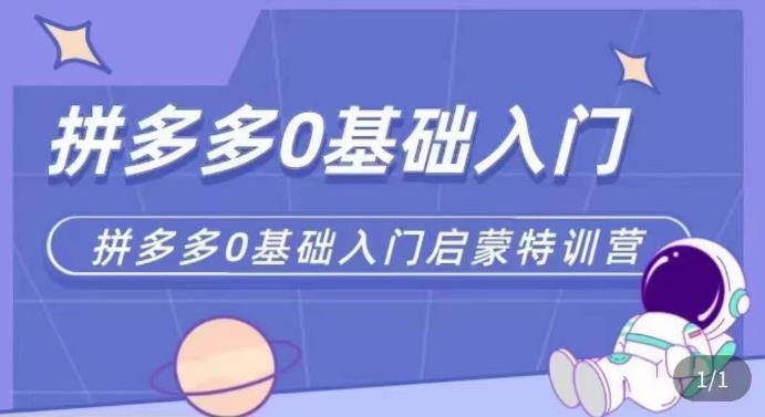 拼多多运营0-1实操特训营，拼多多0基础入门，从基础到进阶的可实操玩法-千寻创业网