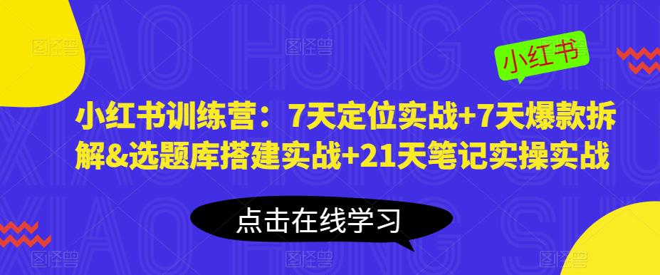 小红书训练营：7天定位实战+7天爆款拆解&选题库搭建实战+21天笔记实操实战-千寻创业网