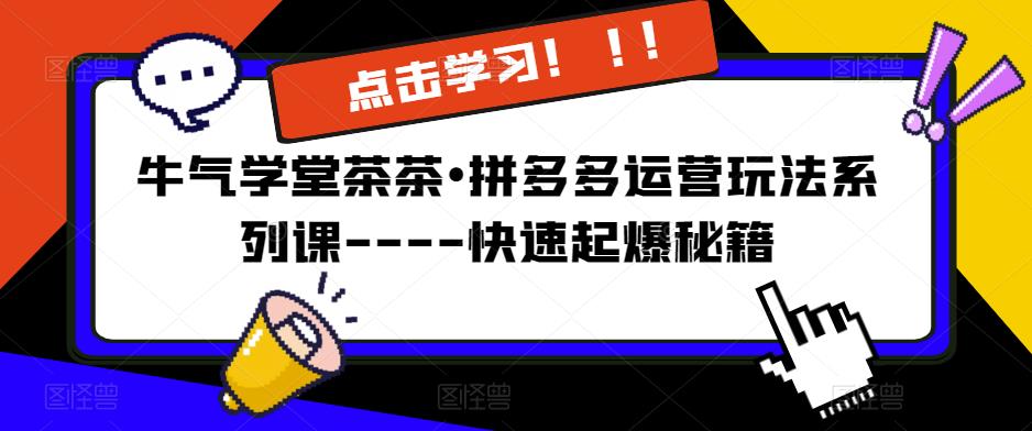 牛气学堂茶茶•拼多多运营玩法系列课—-快速起爆秘籍-千寻创业网