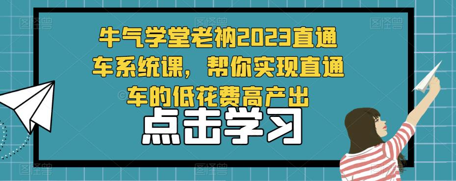 牛气学堂老衲2023直通车系统课，帮你实现直通车的低花费高产出-千寻创业网