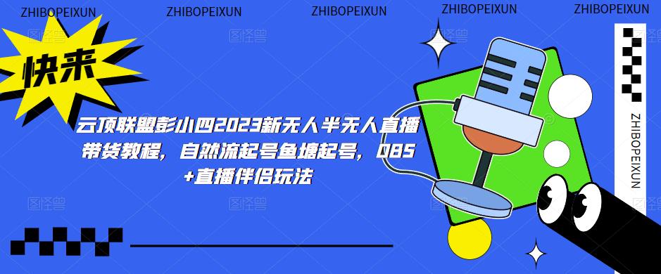 云顶联盟彭小四2023新无人半无人直播带货教程，自然流起号鱼塘起号，OBS+直播伴侣玩法-千寻创业网