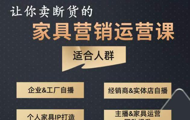 让你卖断货的家具营销运营课，打造高销量家具账号（短视频+直播+人物IP）-千寻创业网