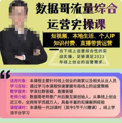 数据哥流量综合运营实操课：短视频、本地生活、个人IP知识付费、直播带货运营-千寻创业网