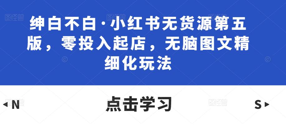 绅白不白·小红书无货源第五版，零投入起店，无脑图文精细化玩法-千寻创业网