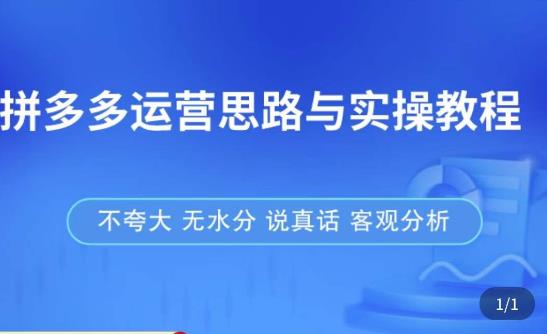 拼多多店铺运营思路与实操教程，快速学会拼多多开店和运营，少踩坑，多盈利-千寻创业网