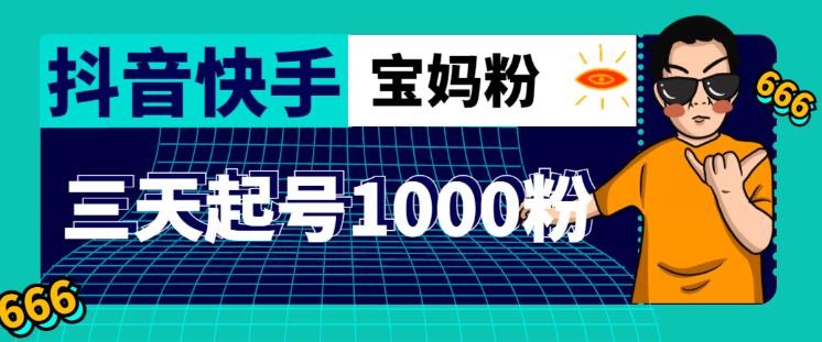 抖音快手三天起号涨粉1000宝妈粉丝的核心方法【详细玩法教程】-千寻创业网