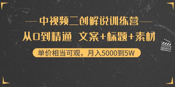 中视频二创解说训练营：从0到精通 文案+标题+素材、月入5000到5W-千寻创业网