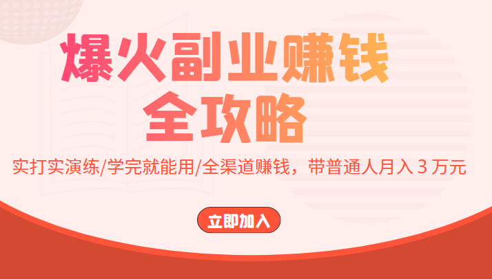 爆火副业赚钱全攻略：实打实演练/学完就能用/全渠道赚钱，带普通人月入３万元-千寻创业网