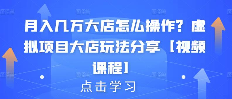 月入几万大店怎么操作？虚拟项目大店玩法分享【视频课程】-千寻创业网