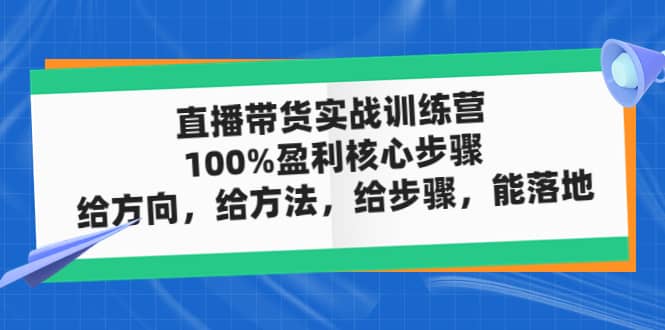 直播带货实战训练营：100%盈利核心步骤，给方向，给方法，给步骤，能落地-千寻创业网