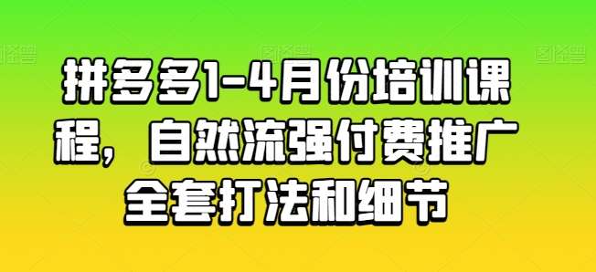 拼多多1-4月份培训课程，自然流强付费推广全套打法和细节-千寻创业网