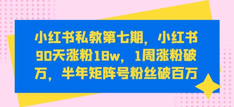 小红书私教第七期，小红书90天涨粉18w，1周涨粉破万，半年矩阵号粉丝破百万-千寻创业网