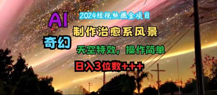 2024短视频掘金项目，AI制作治愈系风景，奇幻天空特效，操作简单，日入3位数【揭秘】-千寻创业网