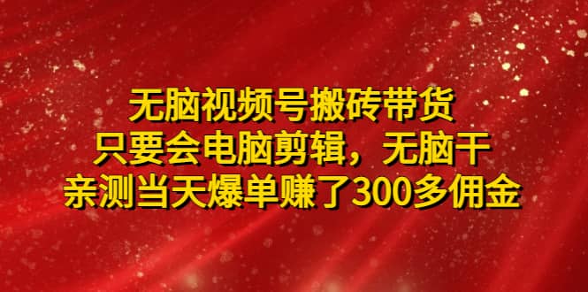 无脑视频号搬砖带货，只要会电脑剪辑，无脑干-千寻创业网