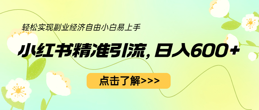 小红书精准引流，小白日入600+，轻松实现副业经济自由（教程+1153G资源）-千寻创业网