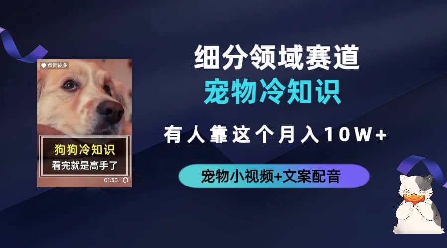 不起眼的抖音细分赛道-宠物冷知识，一段宠物视频配文案，有人靠这个月入10w-千寻创业网