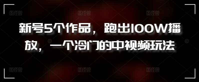 新号5个作品，跑出100W播放，一个冷门的中视频玩法【揭秘】-千寻创业网