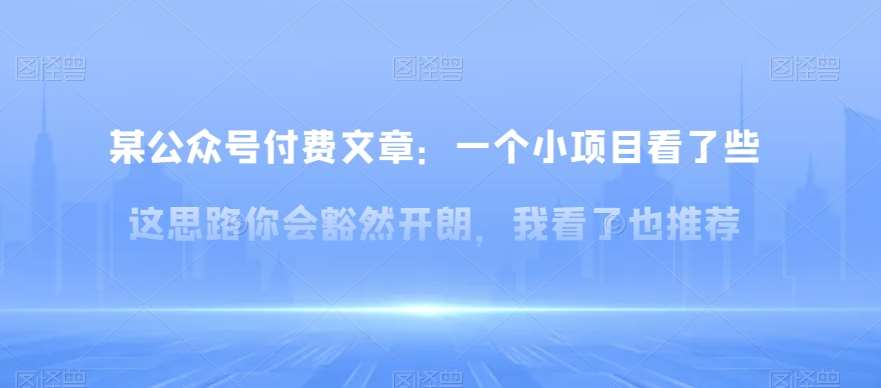 某公众号付费文章：一‮小个‬项目看了‮些这‬思‮你路‬会‮然豁‬开朗，我‮了看‬也推荐-千寻创业网