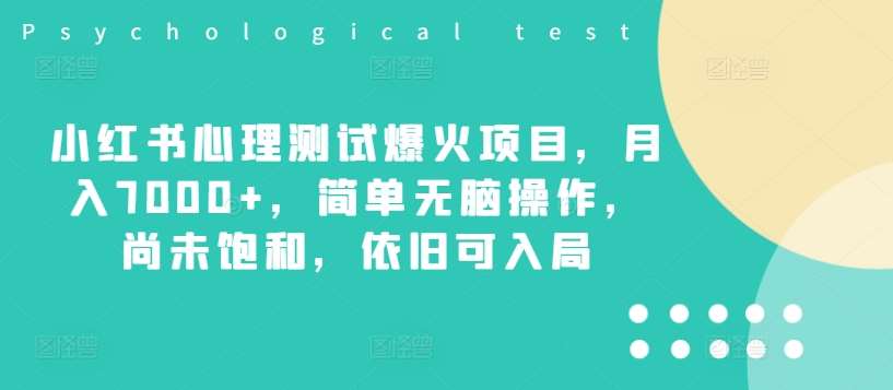 小红书心理测试爆火项目，月入7000+，简单无脑操作，尚未饱和，依旧可入局-千寻创业网
