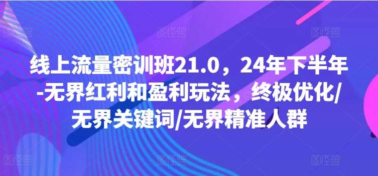 线上流量密训班21.0，24年下半年-无界红利和盈利玩法，终极优化/无界关键词/无界精准人群-千寻创业网