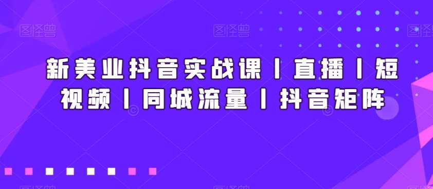 新美业抖音实战课丨直播丨短视频丨同城流量丨抖音矩阵-千寻创业网