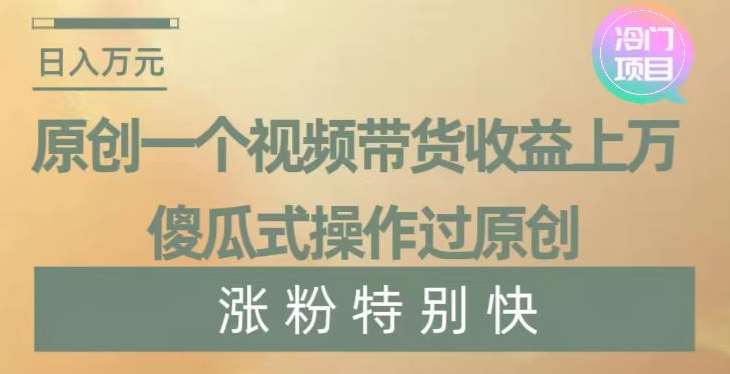 原创一个视频带货收益上万，傻瓜式操作过原创，几分钟做一个视频涨粉特别快【揭秘】-千寻创业网