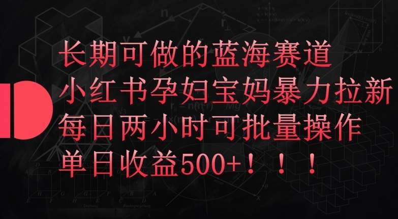 长期可做的蓝海赛道，小红书孕妇宝妈暴力拉新玩法，每日两小时可批量操作，单日收益500+【揭秘】-千寻创业网