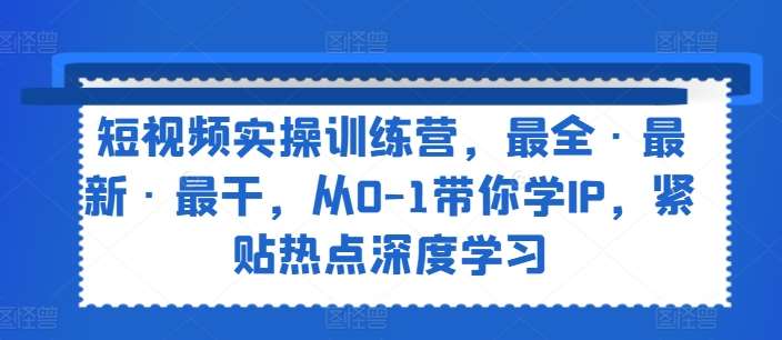 短视频实操训练营，最全·最新·最干，从0-1带你学IP，紧贴热点深度学习-千寻创业网
