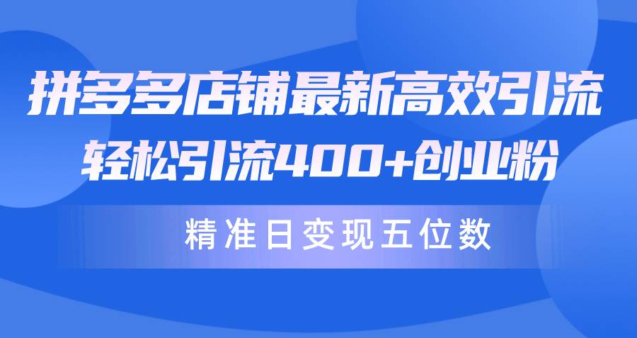 （10041期）拼多多店铺最新高效引流术，轻松引流400+创业粉，精准日变现五位数！-千寻创业网