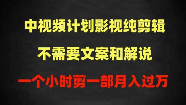 中视频计划影视纯剪辑，不需要文案和解说，一个小时剪一部，100%过原创月入过万【揭秘】-千寻创业网