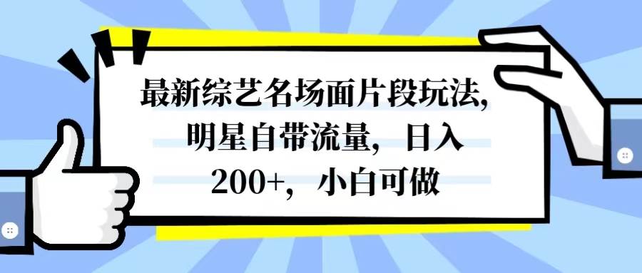 （8114期）最新综艺名场面片段玩法，明星自带流量，日入200+，小白可做-千寻创业网