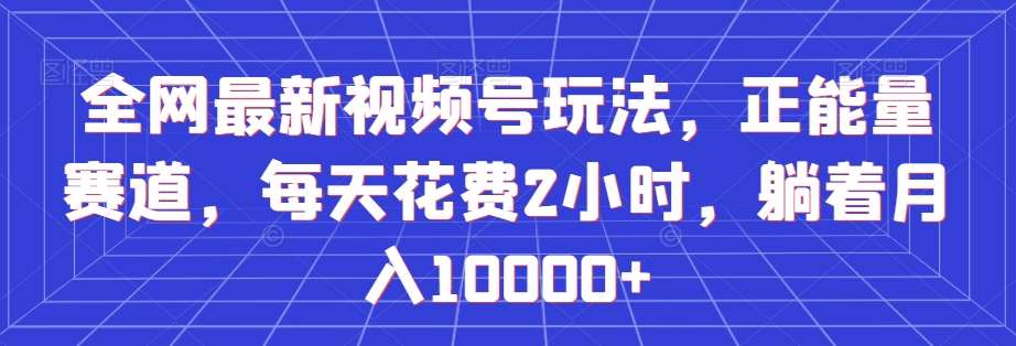 全网最新视频号玩法，正能量赛道，每天花费2小时，躺着月入10000+【揭秘】-千寻创业网