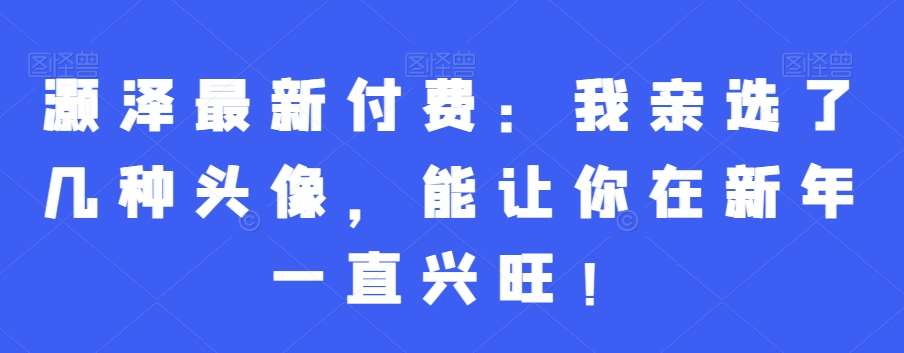 灏泽最新付费：我亲选了几种头像，能让你在新年一直兴旺！-千寻创业网