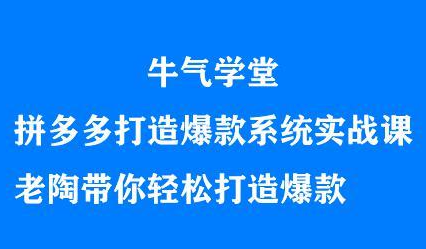 牛气学堂拼多多打造爆款系统实战课，老陶带你轻松打造爆款-千寻创业网