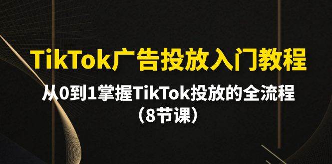 （10085期）TikTok广告投放入门教程，从0到1掌握TikTok投放的全流程（8节课）-千寻创业网