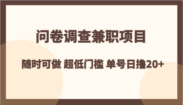 问卷调查兼职项目，随时可做 超低门槛 单号日撸20+-千寻创业网