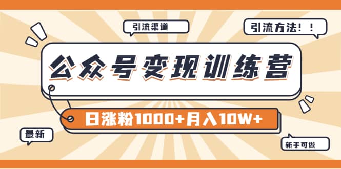 【某公众号变现营第二期】0成本日涨粉1000+让你月赚10W+（8月24号更新）-千寻创业网