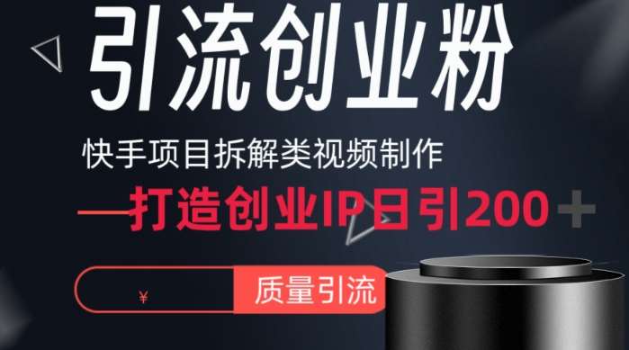 快手项目拆解类视频详细制作流程打造个人IP，单日引流200+高质量创业粉【揭秘】-千寻创业网