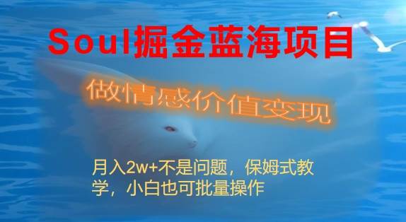 （8531期）Soul掘金蓝海项目细分赛道，做情感价值变现，月入2w+不是问题-千寻创业网