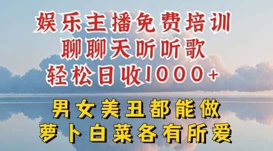 娱乐主播免费培训聊聊天听听歌轻松日收1K+，男女美丑都能做萝卜白菜各有所爱【揭秘】-千寻创业网