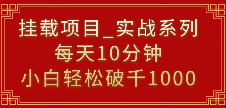 挂载项目，小白轻松破1000，每天10分钟，实战系列保姆级教程【揭秘】-千寻创业网