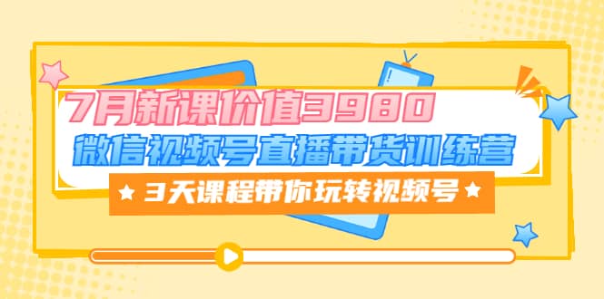 微信视频号直播带货训练营，3天课程带你玩转视频号：7月新课价值3980-千寻创业网