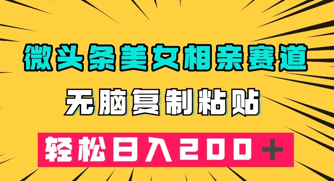 微头条冷门美女相亲赛道，无脑复制粘贴，轻松日入200＋【揭秘】-千寻创业网
