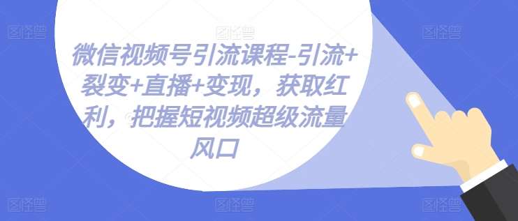微信视频号引流课程-引流+裂变+直播+变现，获取红利，把握短视频超级流量风口-千寻创业网