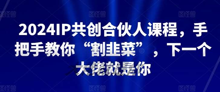 2024IP共创合伙人课程，手把手教你“割韭菜”，下一个大佬就是你-千寻创业网