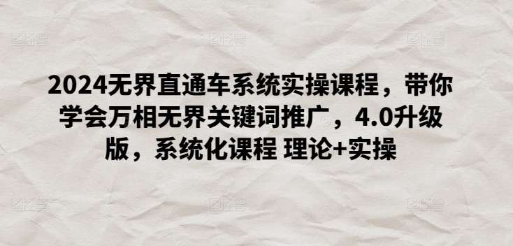 2024无界直通车系统实操课程，带你学会万相无界关键词推广，4.0升级版，系统化课程 理论+实操-千寻创业网