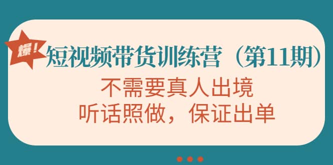 短视频带货训练营（第11期），不需要真人出境，听话照做，保证出单-千寻创业网