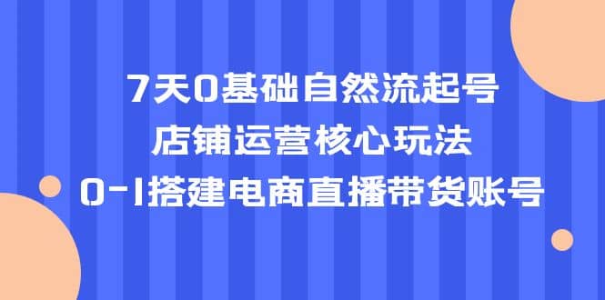 7天0基础自然流起号，店铺运营核心玩法，0-1搭建电商直播带货账号-千寻创业网