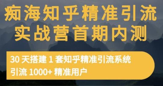 痴海知乎精准引流实战营1-2期，30天搭建1套知乎精准引流系统，引流1000+精准用户-千寻创业网